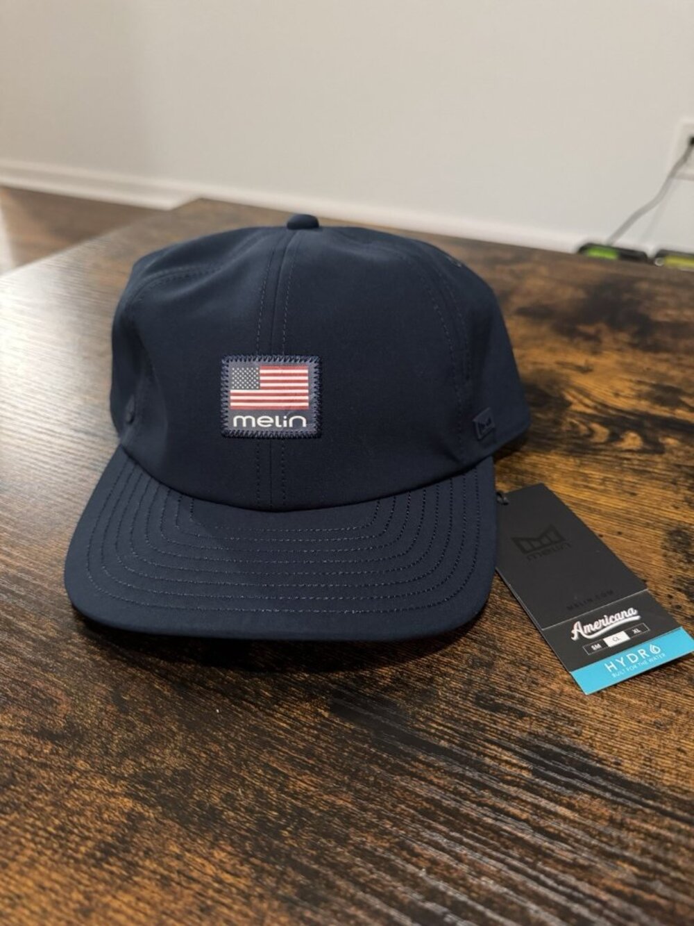 Melin Hydro The Legend Americana Navy Classic Fit Hat USA Flag NWT